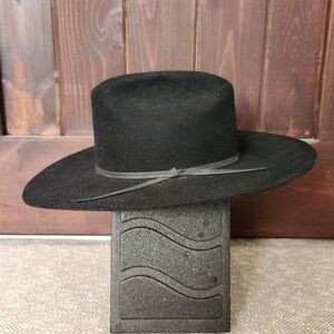 Vintage Resistol 4X Beaver Black Felt Cowboy Hat, Self Conforming, Oval, 6 7/8